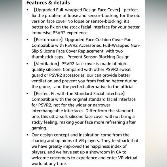 PS VR2 Face Cover W Shell Protective Face Cushion, Thumb Grips, & Cable Strap - Picture 9 of 9